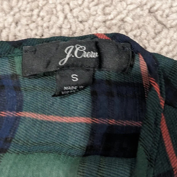 J Crew Plaid Holiday Dress Long Sleeve Green with Navy Blue and Red Size S - Picture 4 of 9